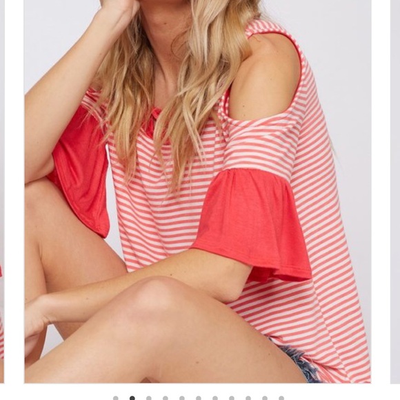 Cold Shoulder Ruffled Tee - Picture 2 of 3